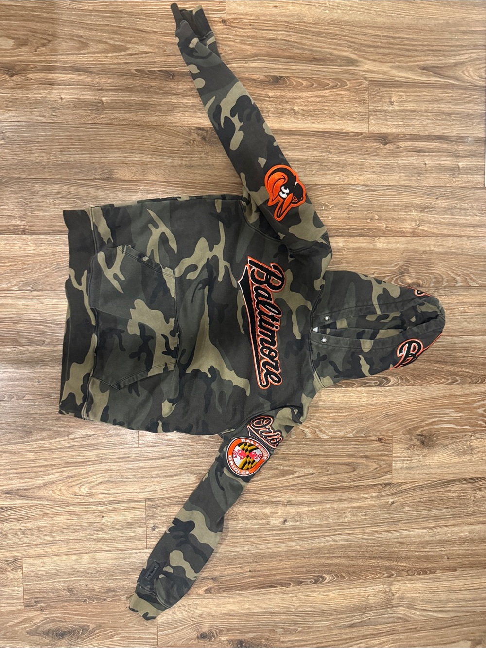 Baltimore Orioles Camo Pullover Hoodie - Olive Green